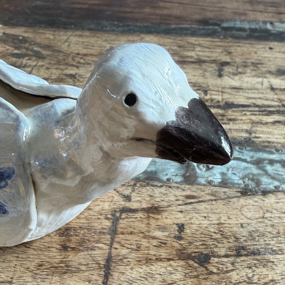 Vintage Handmade Ceramic Bird Figurines - Blue and Orange - Picture 8 of 9
